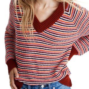 NWT Arden V-Neck Crop Pullover Striped Sweater